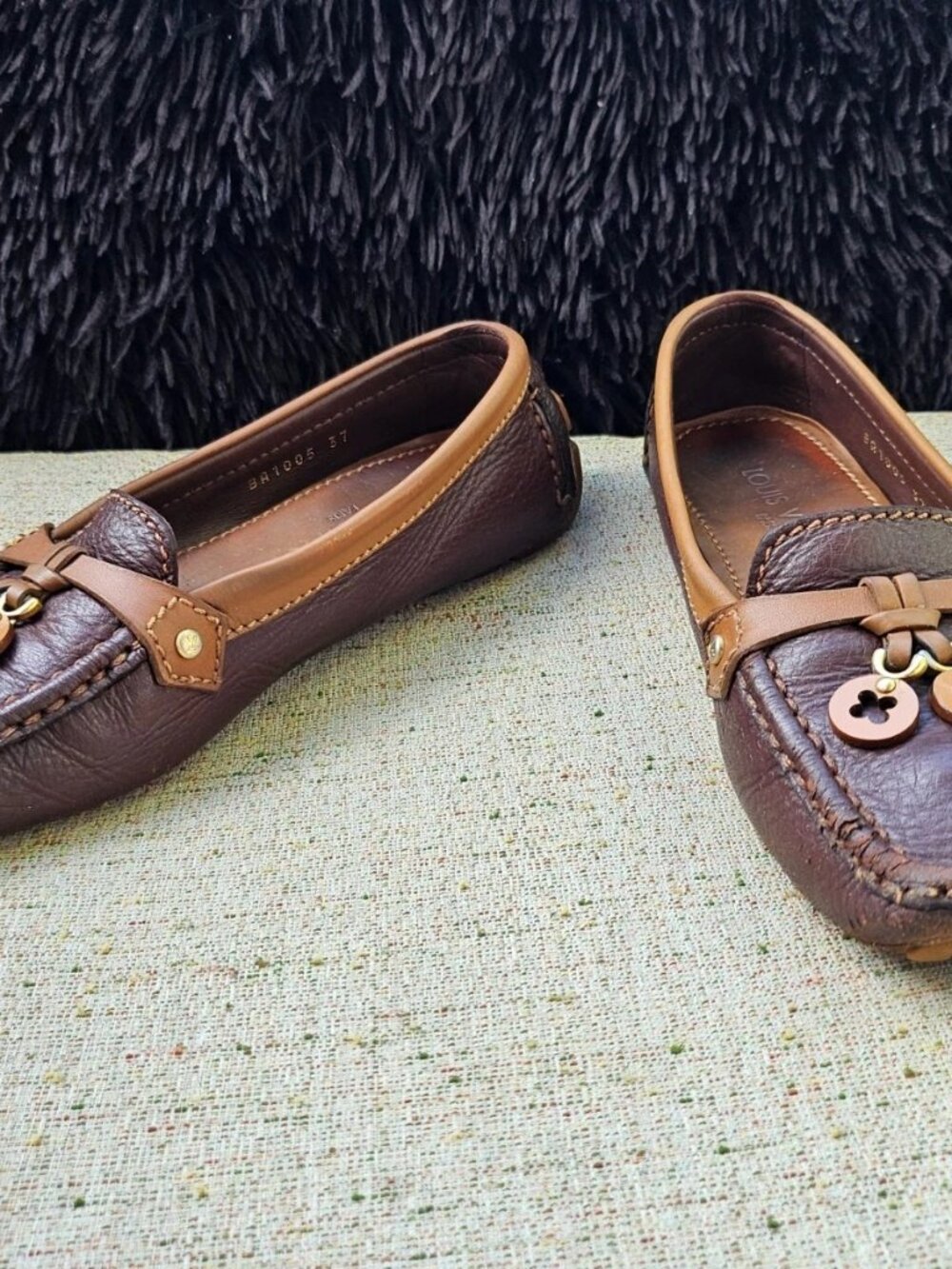 Vintage Louis Vuitton Women Shoes Loafer Slip on Brown Leather Size 37 Italy - Picture 3 of 12